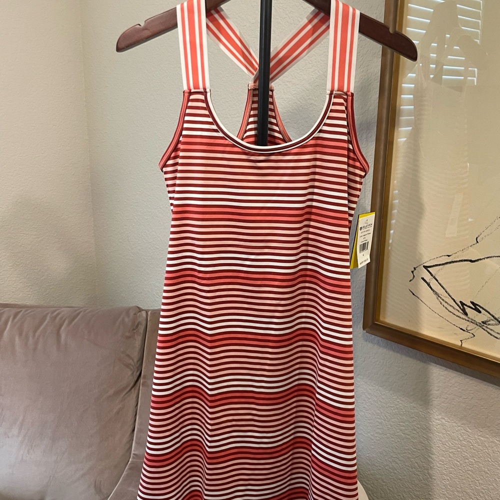 EleVen by Venus Williams Striped Mini Dress - Red and White